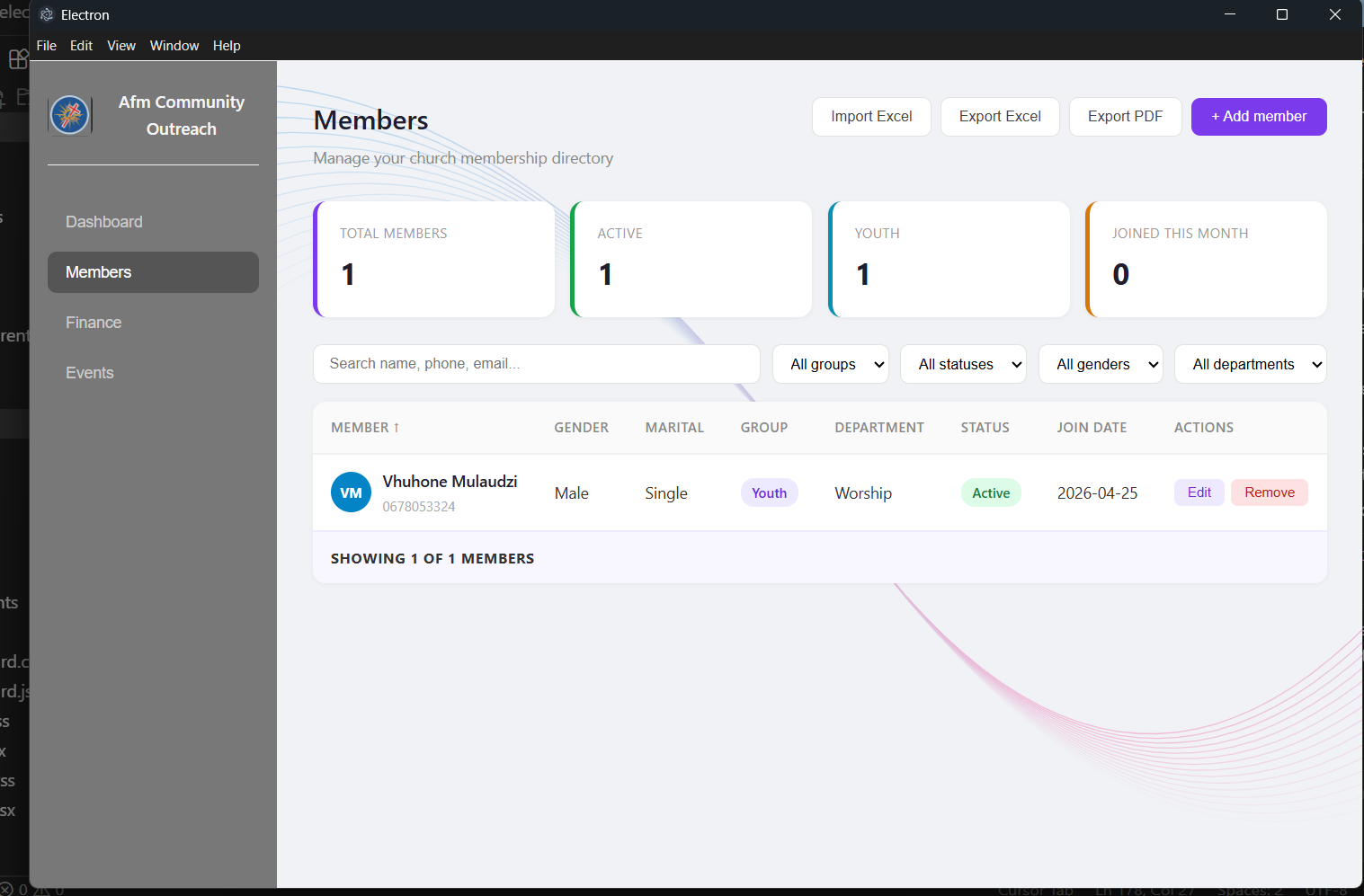 Church admin system screenshot 2
